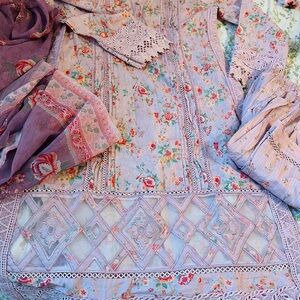 Floral Lace Women's Pakistani  salwar suit Dress for Eid